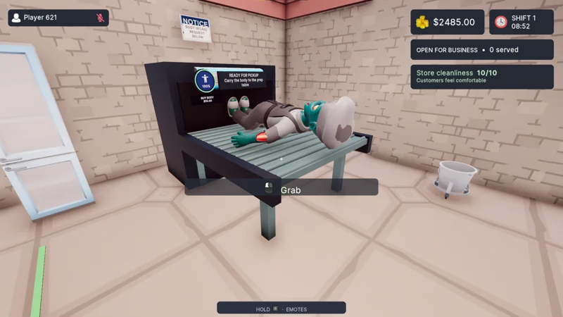 A zombie body emerging from the supply machine