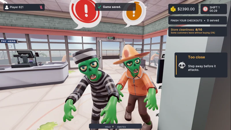 Zombie customers causing trouble inside Working Dead's supermarket